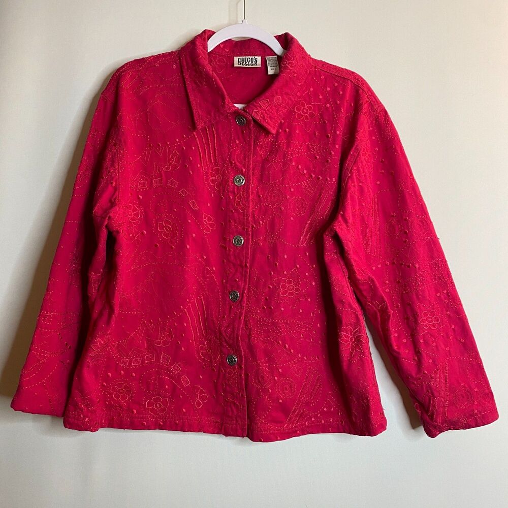Vintage Chicos Design Embroidered Pink Jacket Blazer Size 3(US XL/16)